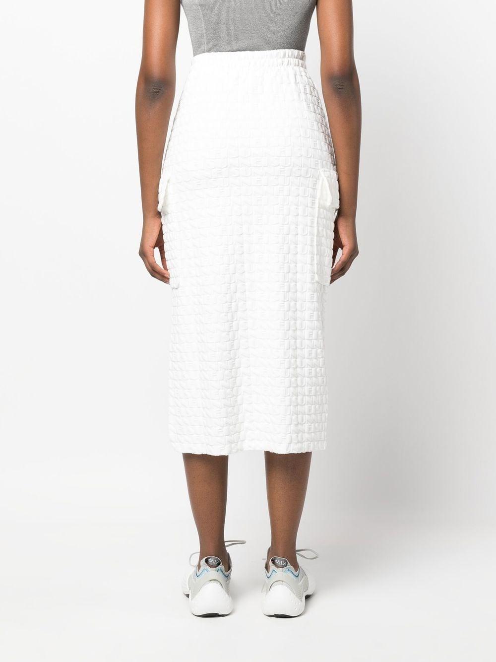 embossed logo-print midi skirt