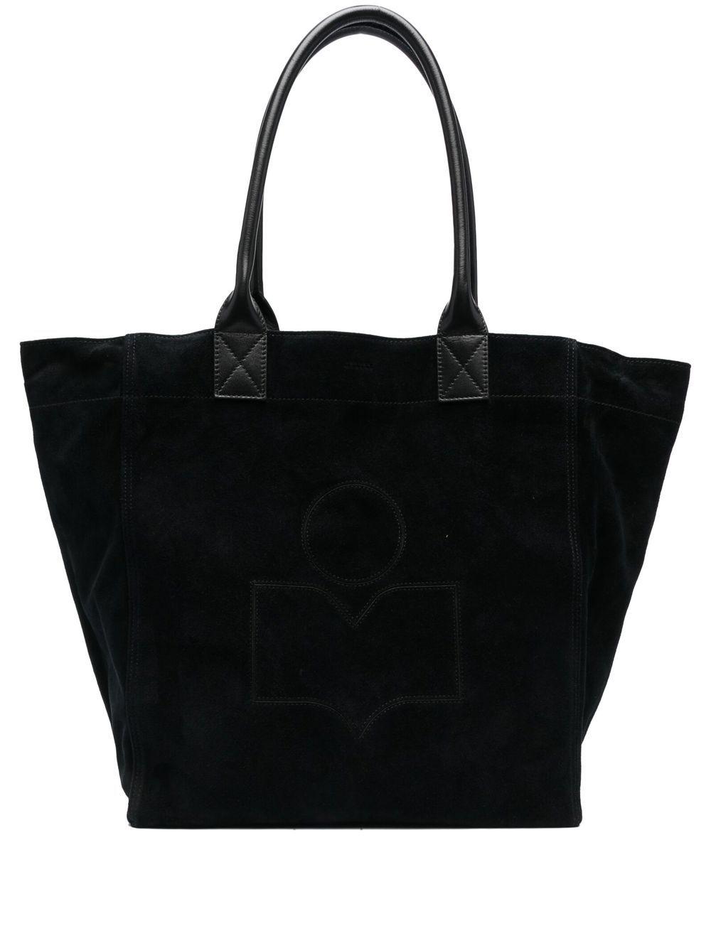 logo-embroidered suede tote bag