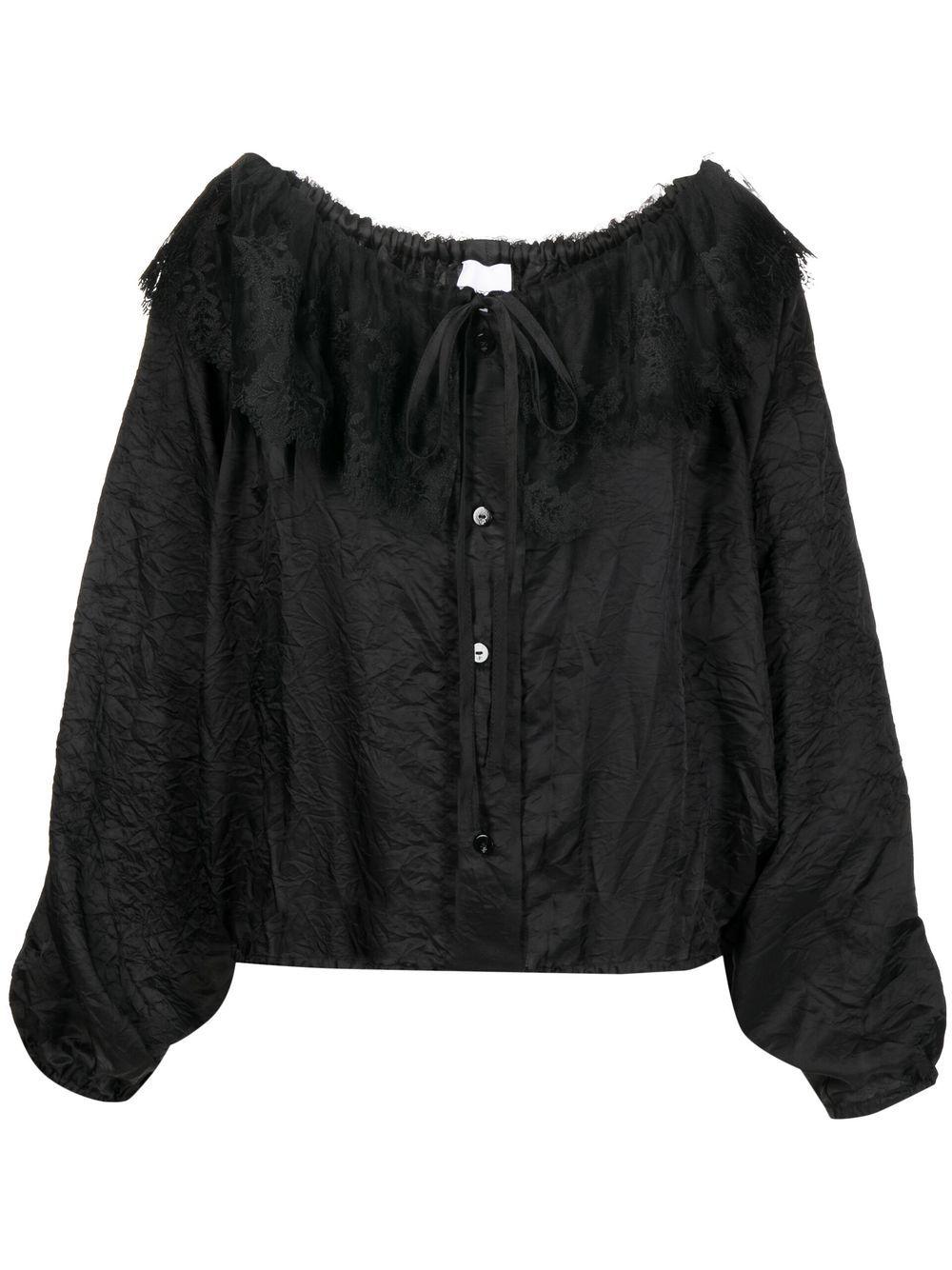 lace-collar long-sleeve blouse