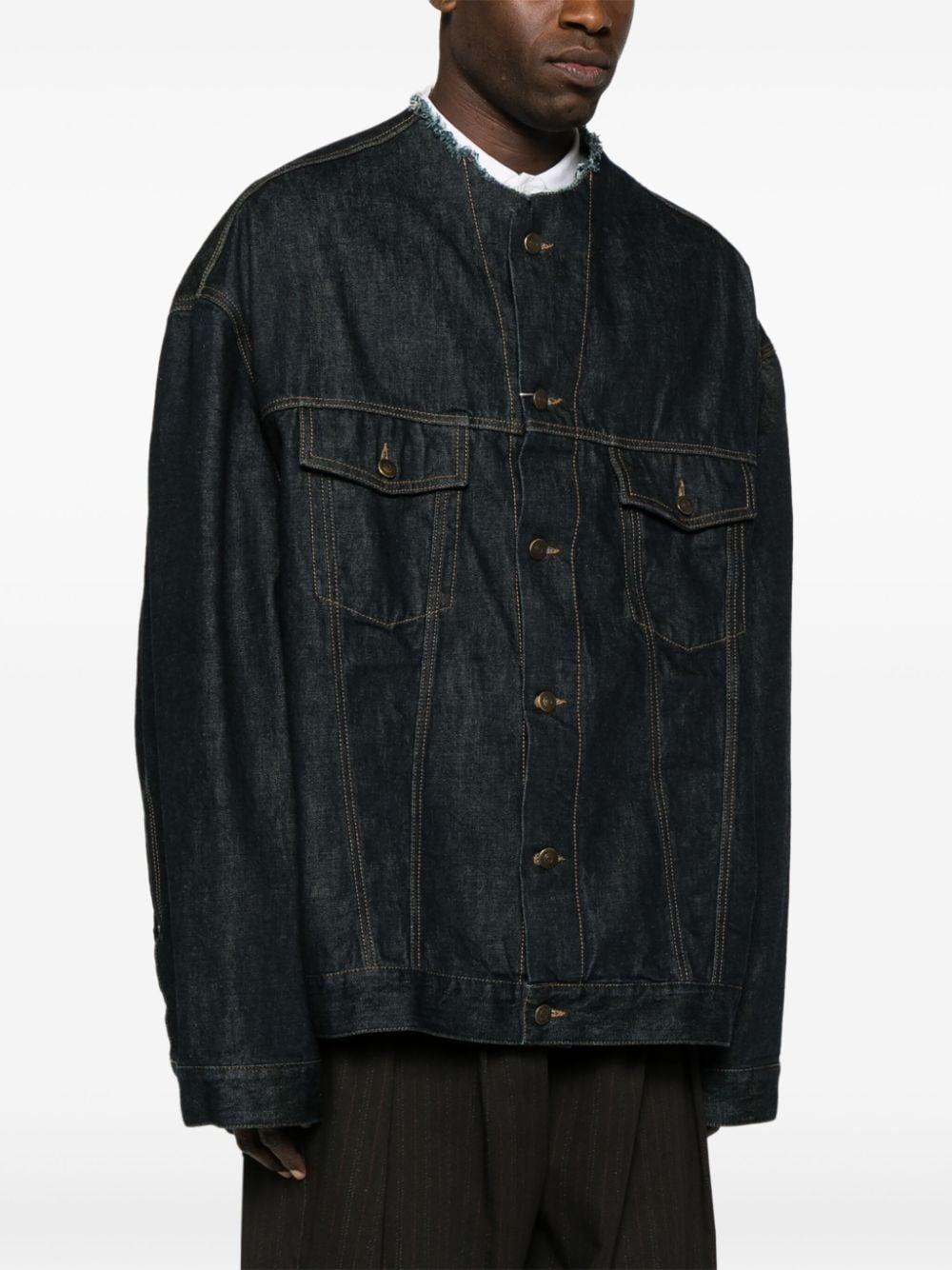 collarless denim jacket