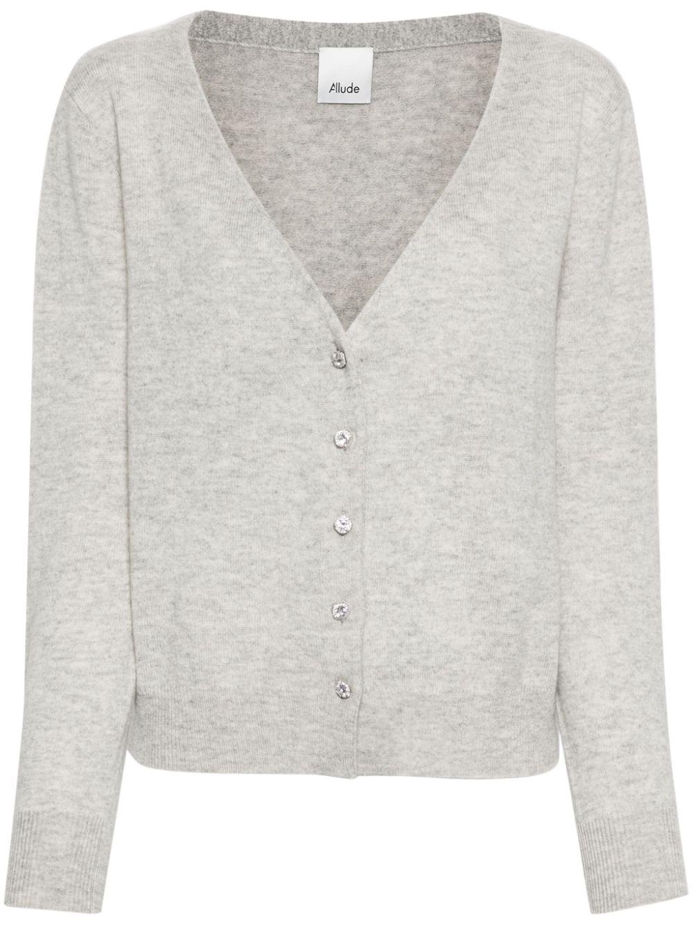 V-neck fine-knit cardigan