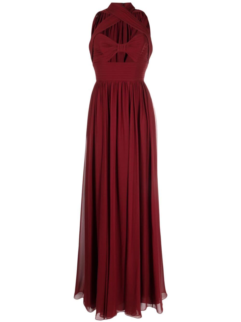 hooded sleeveless silk gown