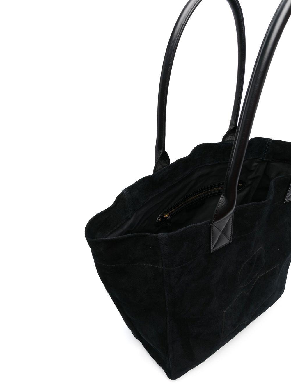 logo-embroidered suede tote bag