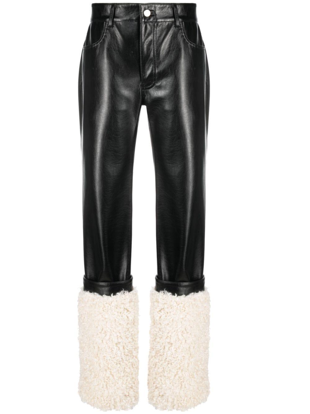 panelled faux-leather trousers