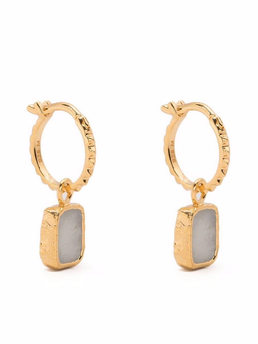 gold-plated moonstone hoop earrings