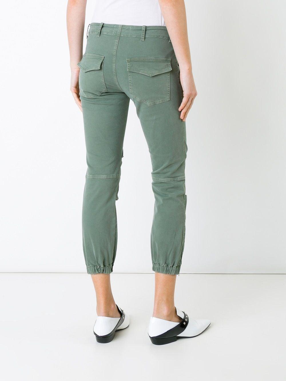 elasticated hem cropped trousers