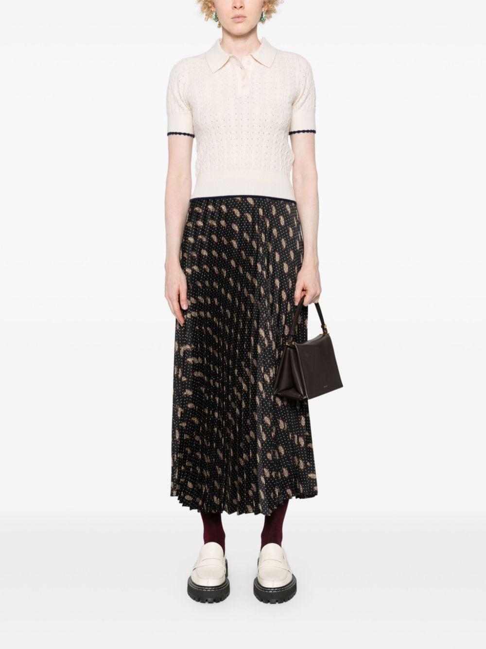 printed pleated midi skirt 