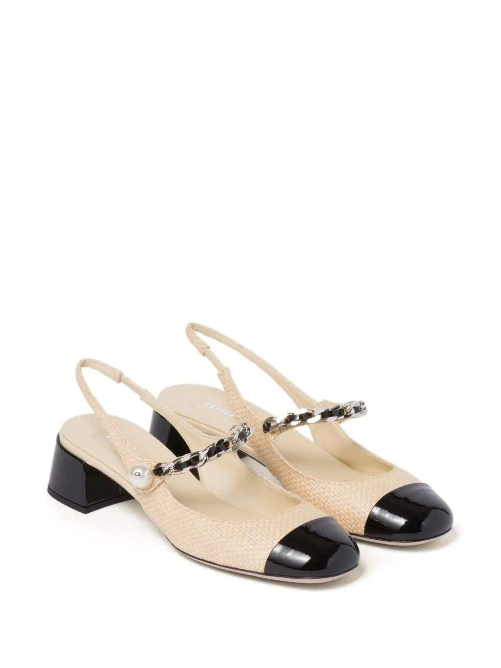 35mm pearl-embellished raffia pumps