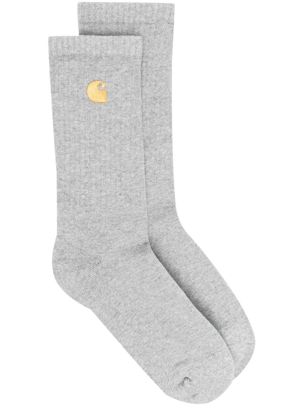 embroidered-logo ribbed socks