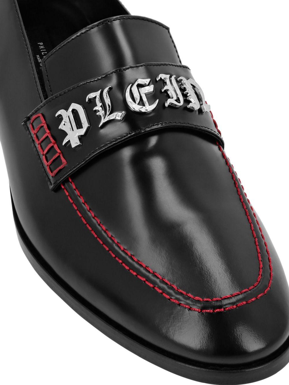 logo-lettering leather loafers 