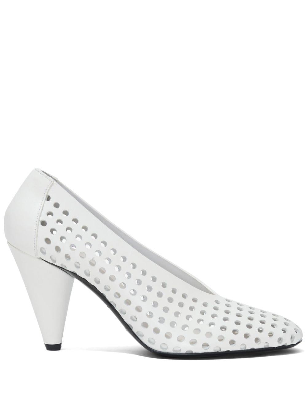 85mm perforated leather pumps