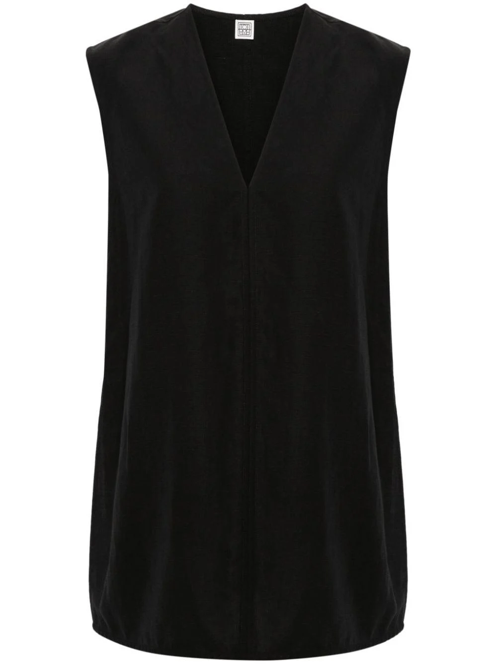 V-neck long-length vest