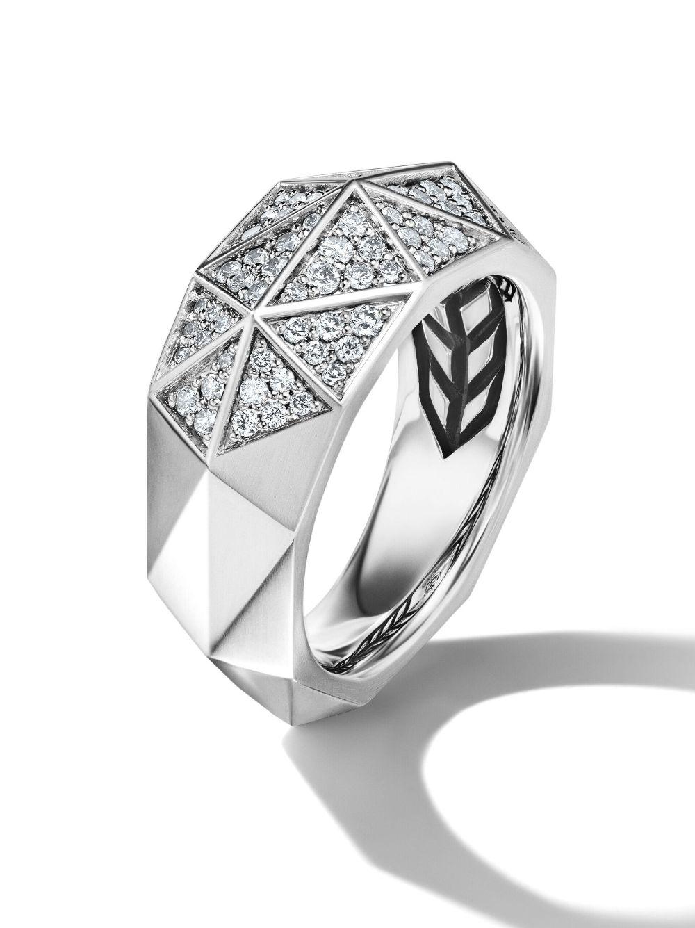 sterling silver Torqued diamond signet ring