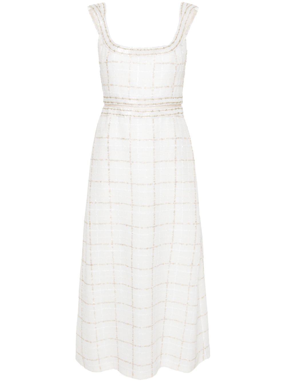 sequin-embellished check-pattern dress