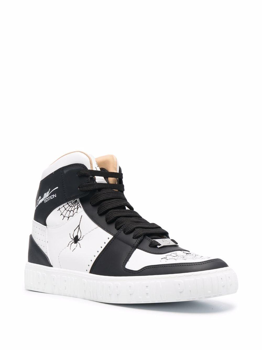 panelled spider print sneakers