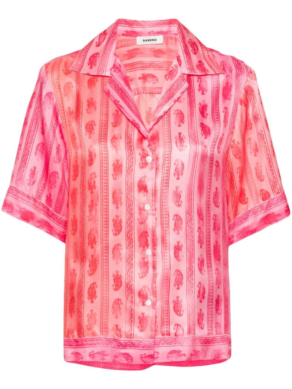 graphic-print silk shirt 