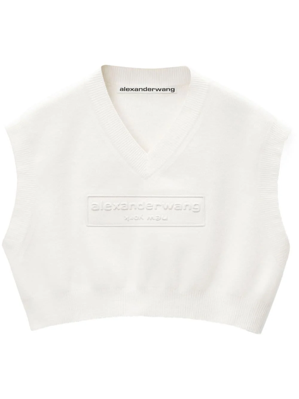 logo-embossed cropped knitted top