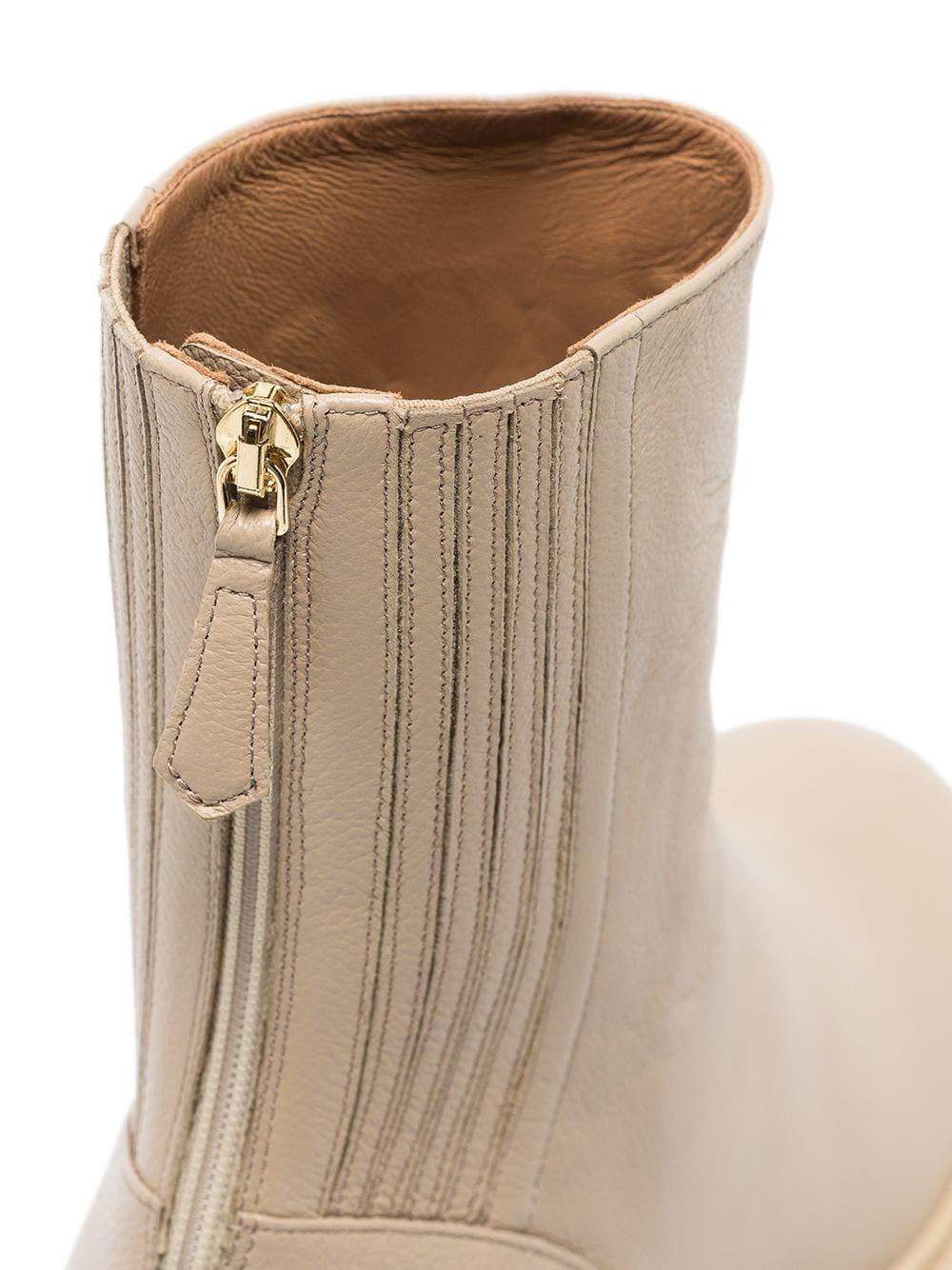 Neutral Saint Honore Leather Ankle Boots