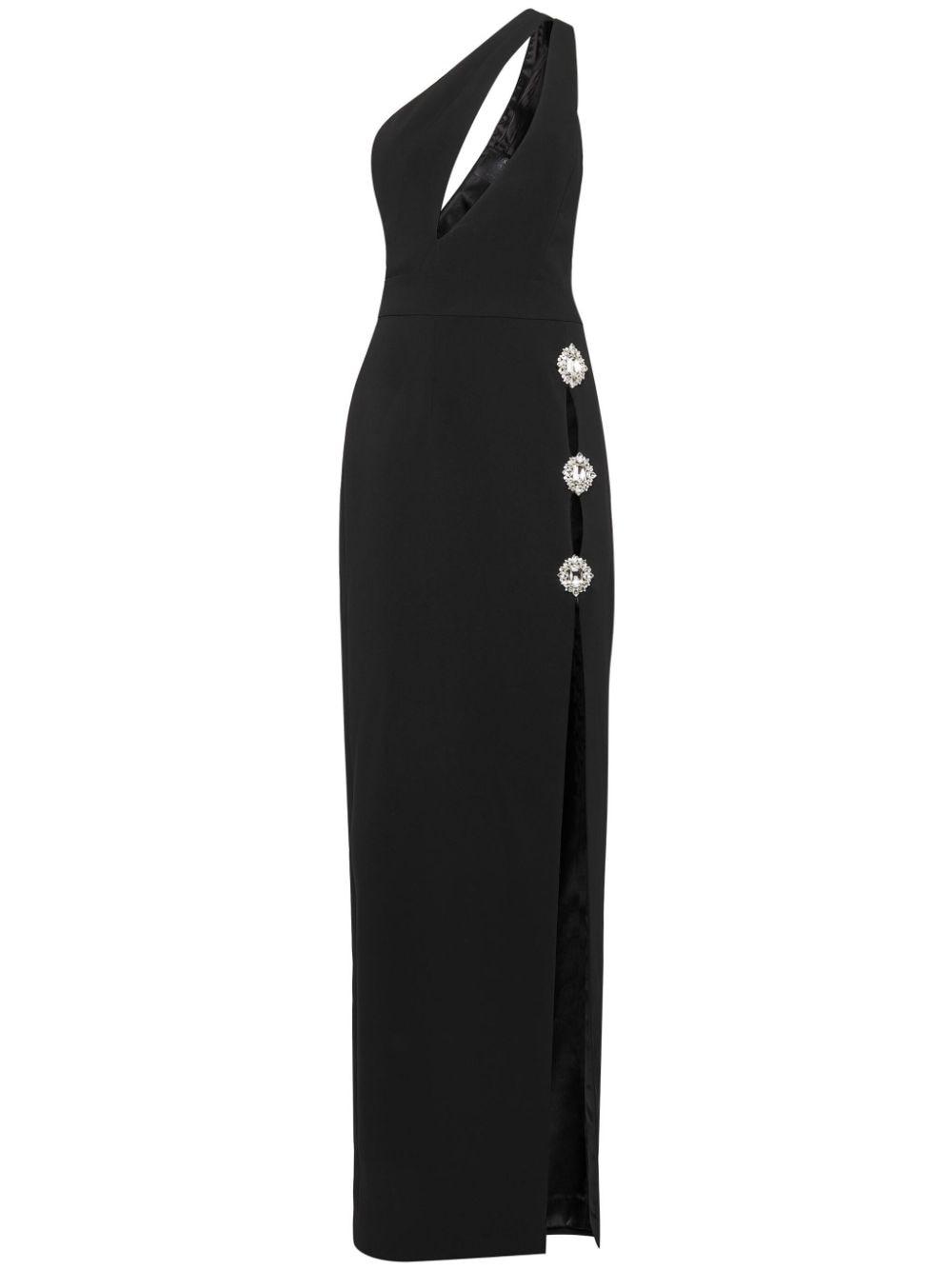 brooch-embellished cady maxi dress