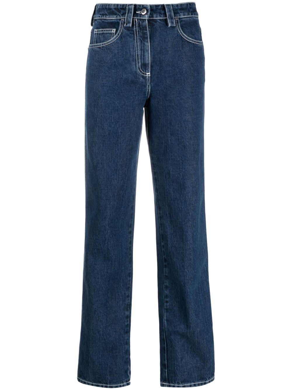 contrast-stitching straight-leg jeans