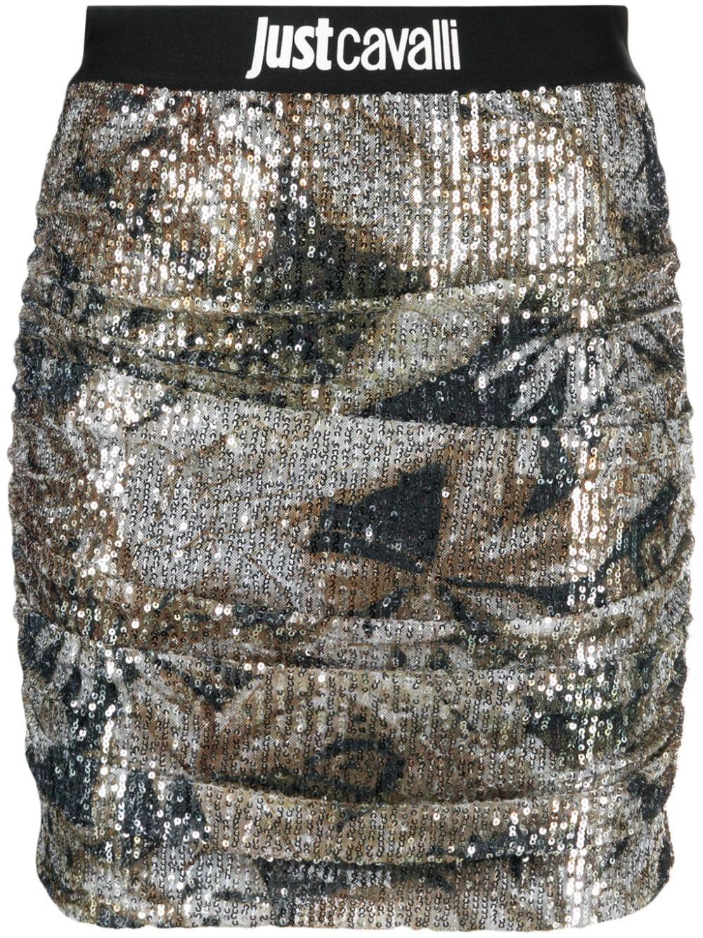 sequined ruched skirt