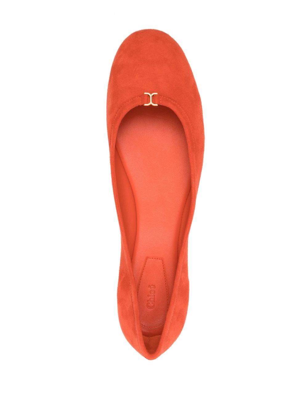 Orange Marcie suede ballerina shoes