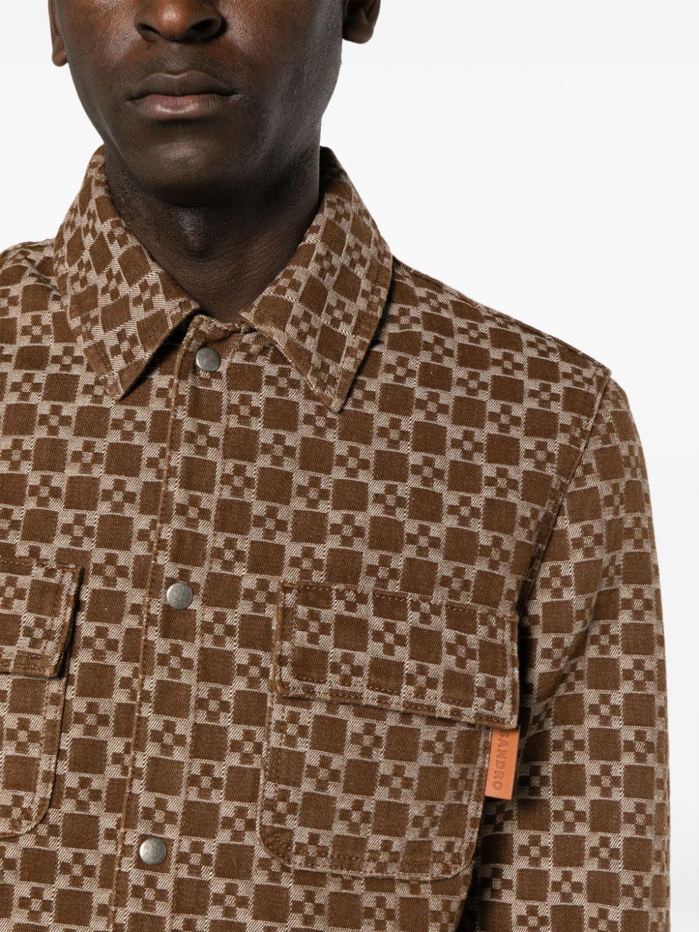 monogram-jacquard cotton shirt jacket