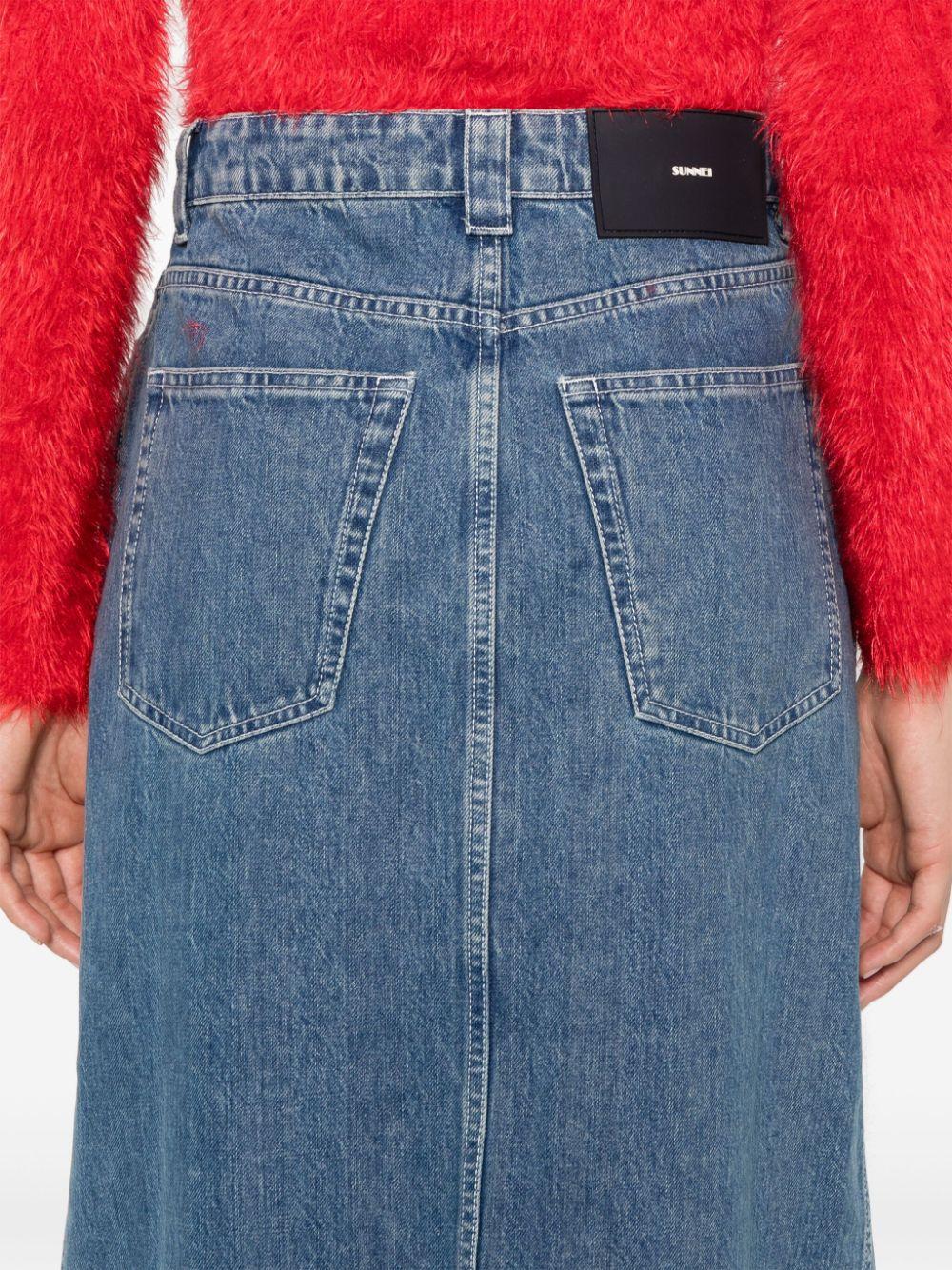 logo-patch denim skirt