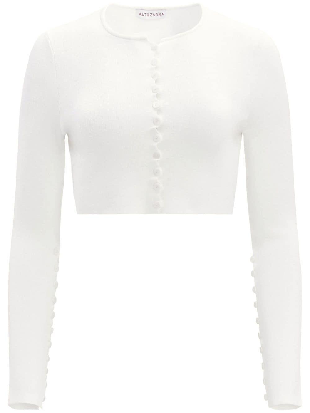 Haruni scallop-edge knitted top