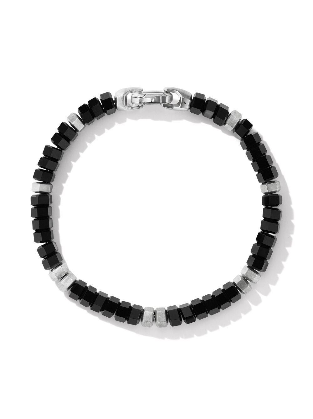 sterling silver Hex Bead onyx bracelet