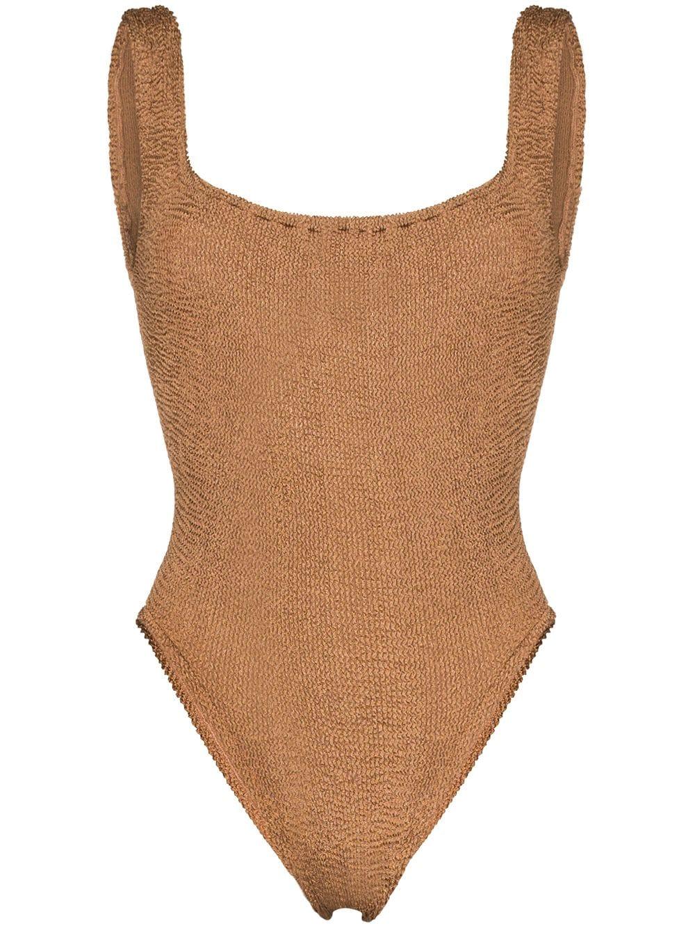 square-neck crinkle-effect swimsuit