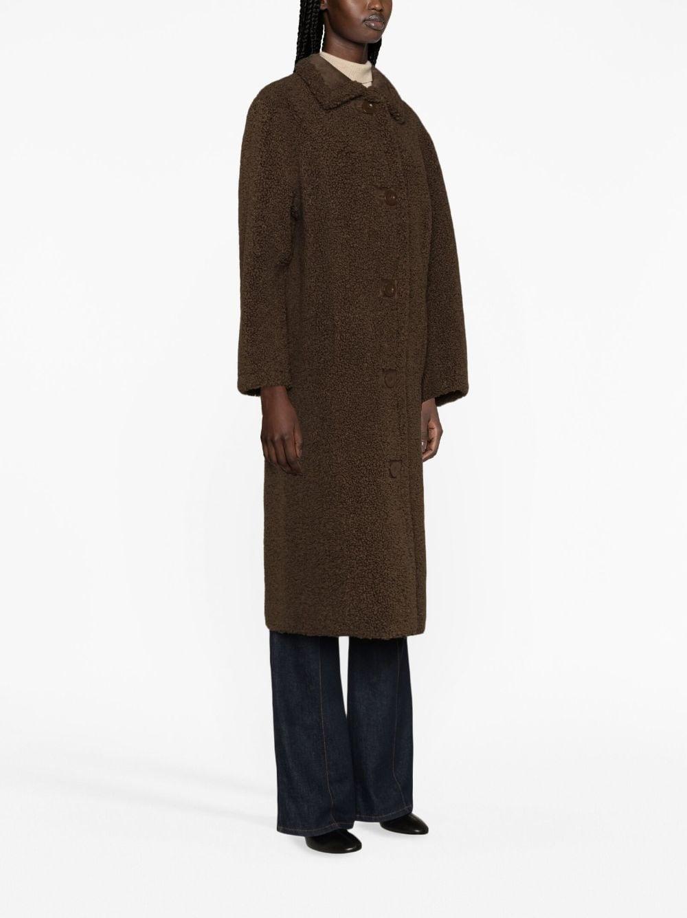 straight-point collar faux-shearling coat 