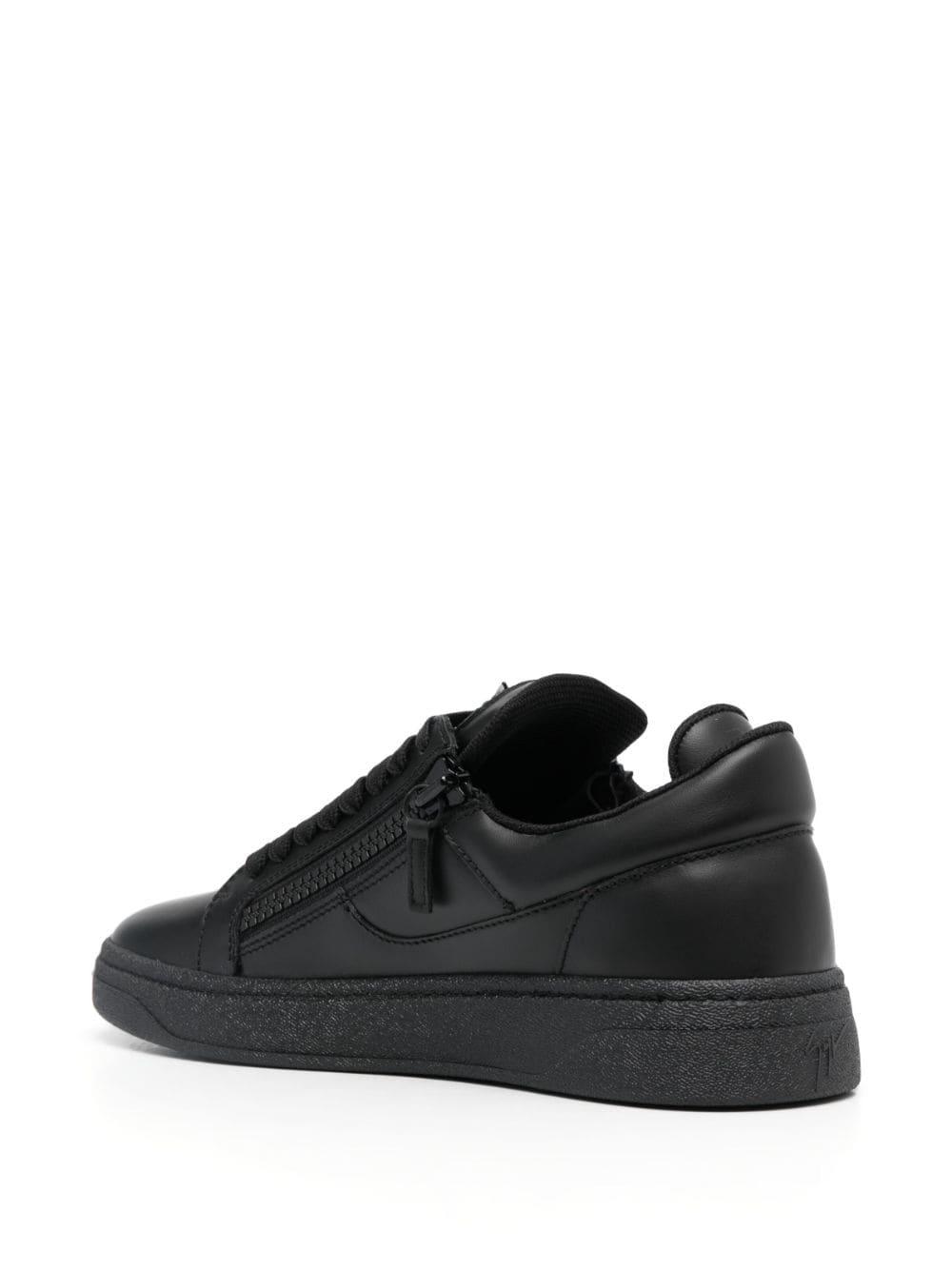 side-zip leather low-top sneakers