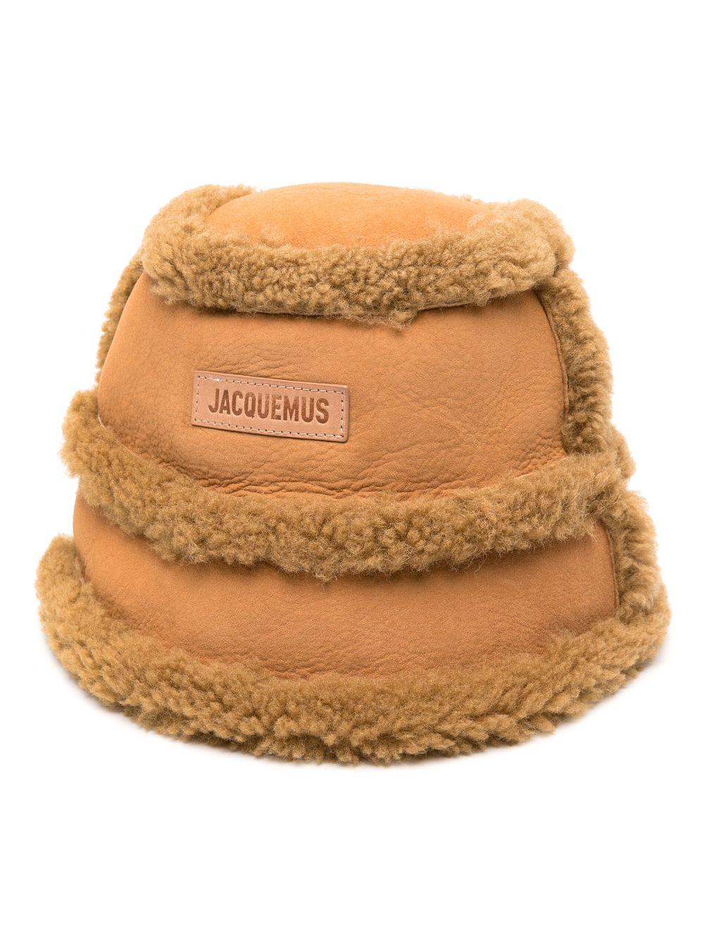 logo-patch shearling bucket hat