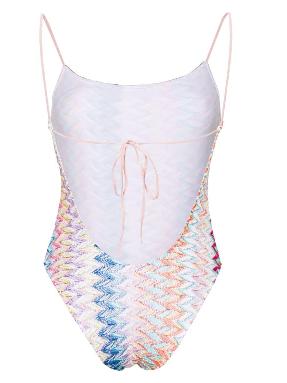 zigzag open-back swimsuit