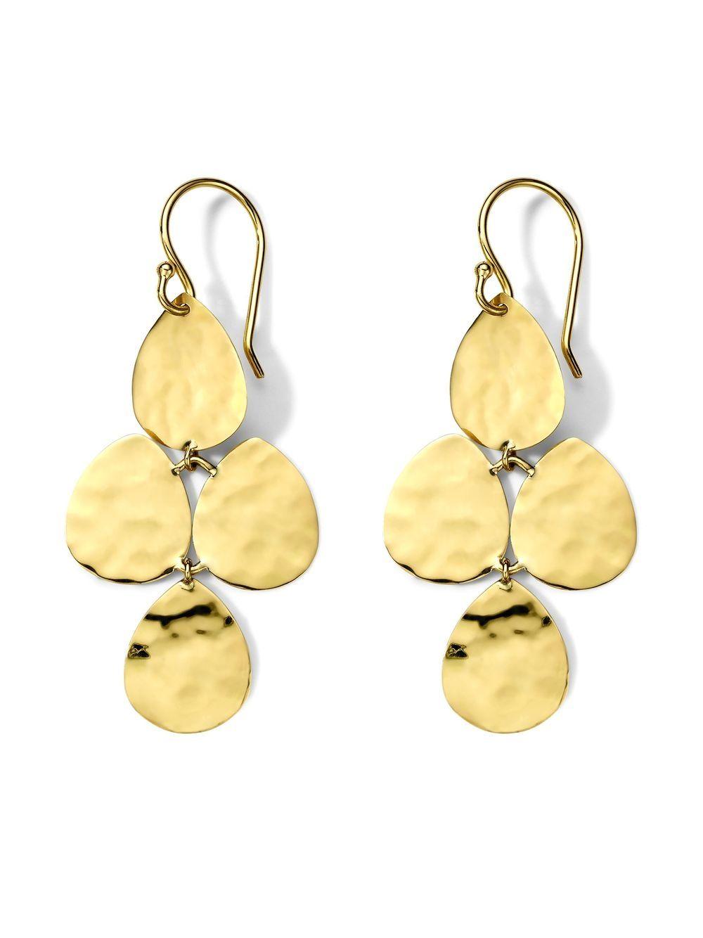 18kt yellow gold Classico crinkle teardrop cascade earrings