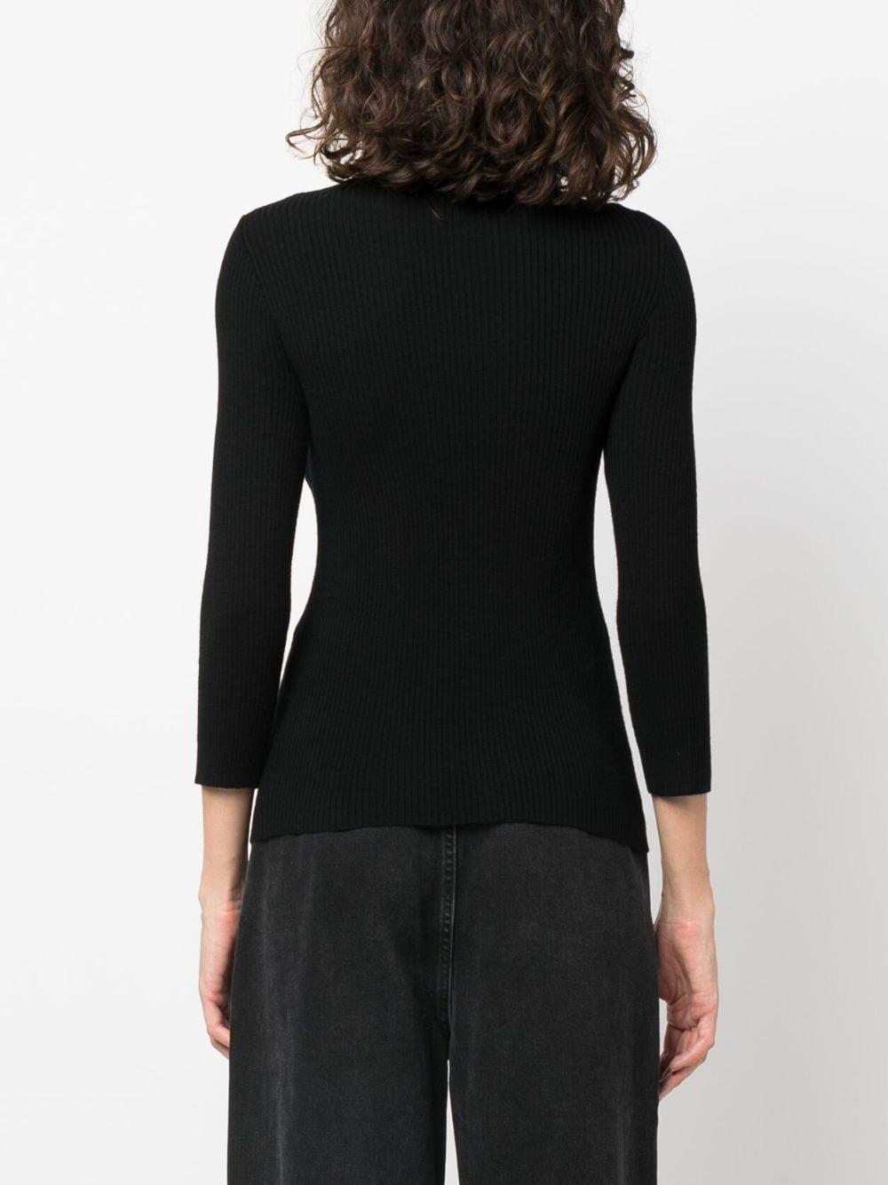 ribbed-knit roll-neck knitted top