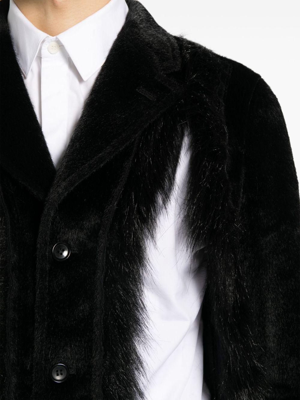 cut-out faux-fur blazer