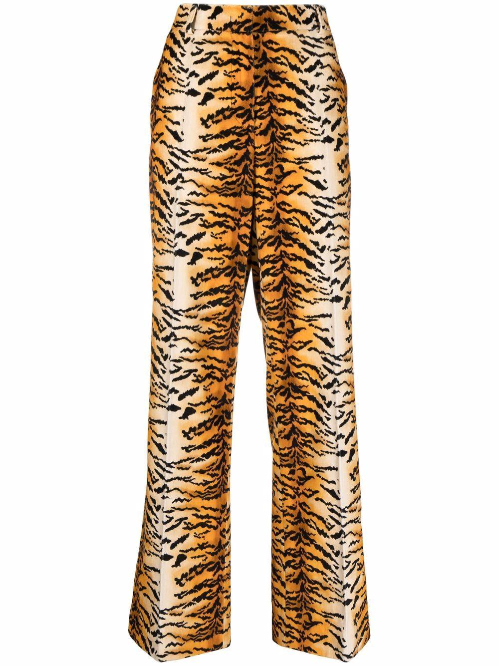 animal-print wide trousers