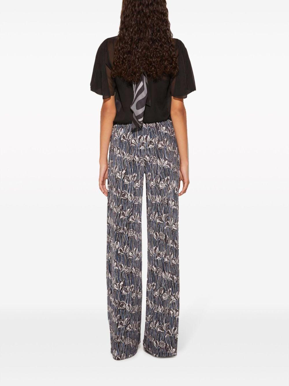 floral print straight-legged trousers