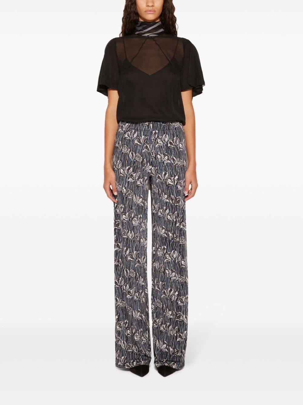 floral print straight-legged trousers