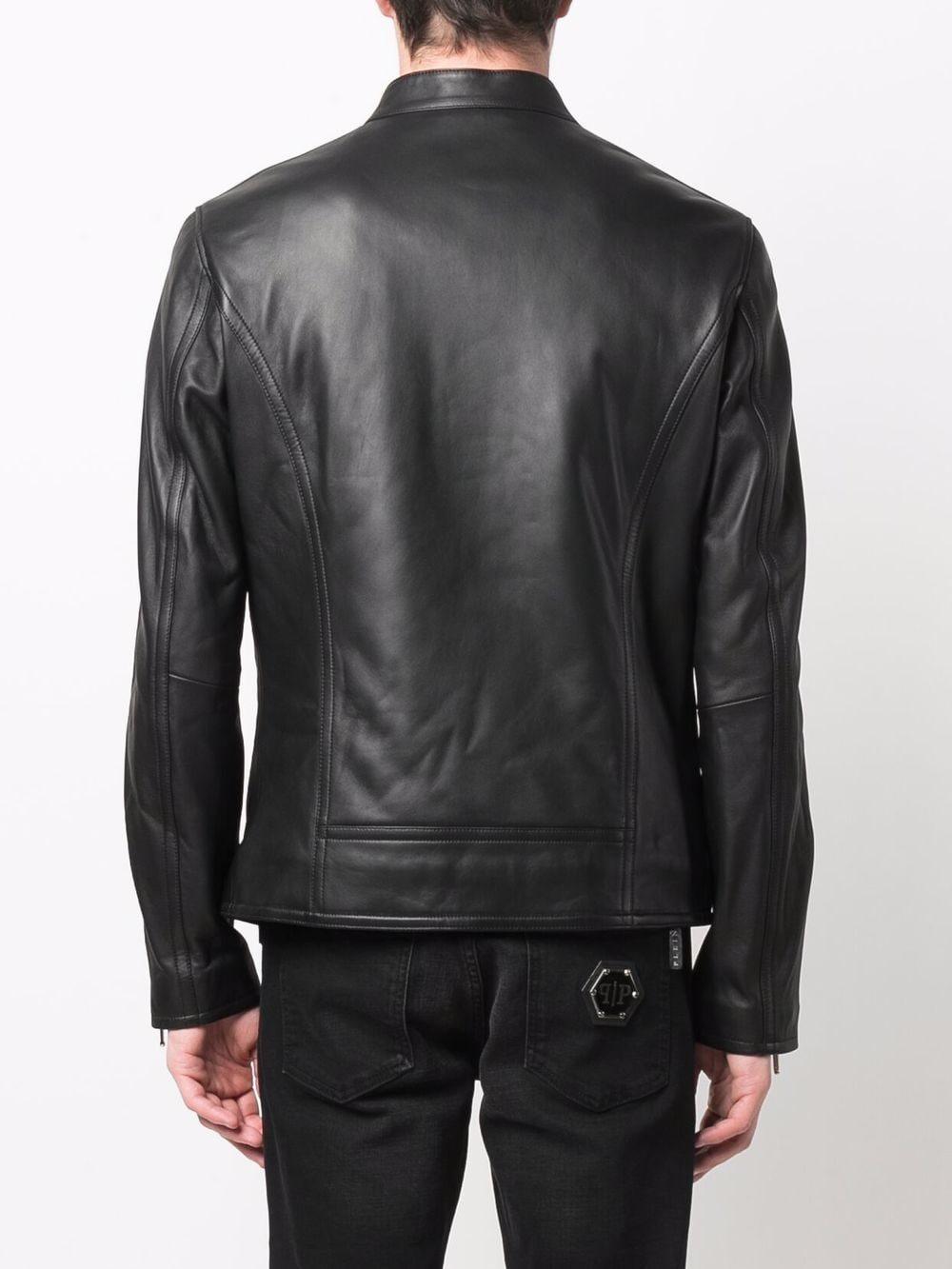 logo zipped biker jacket 