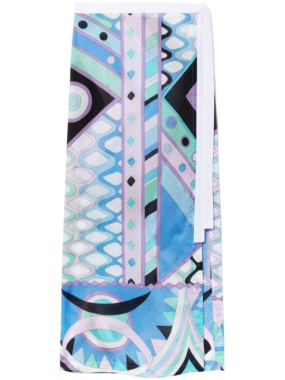 Vivara-print cotton wrap skirt