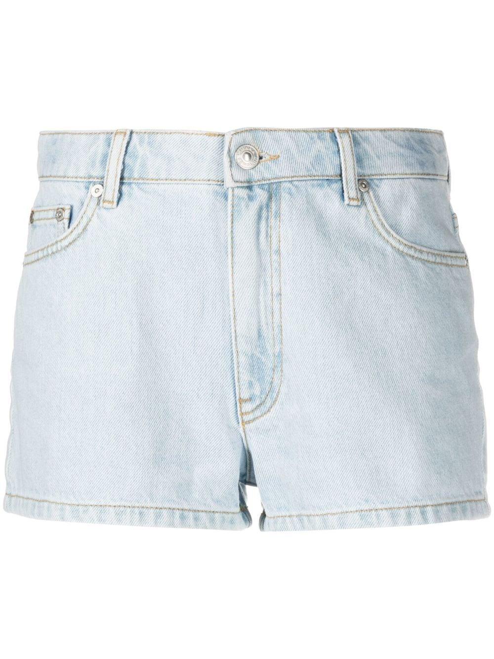 embroidered-logo denim shorts