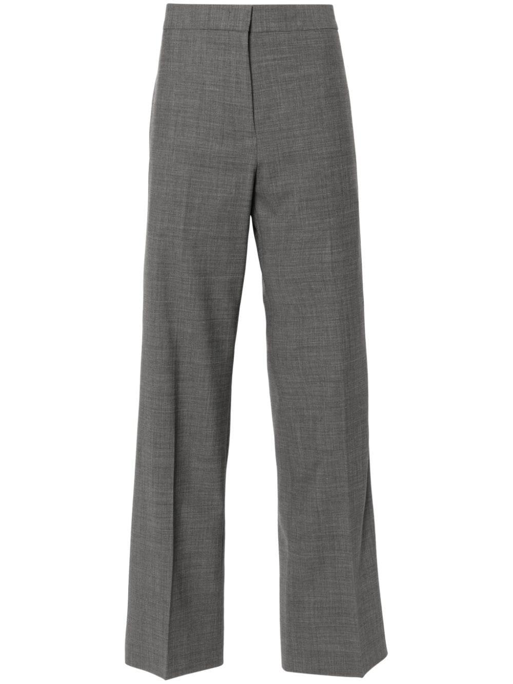 pressed crease straight-leg trousers