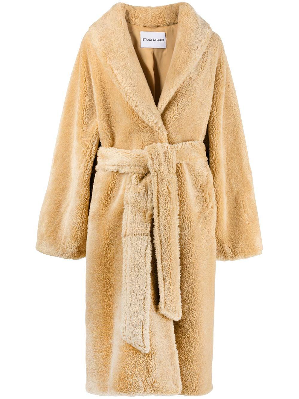 belted shearling coat