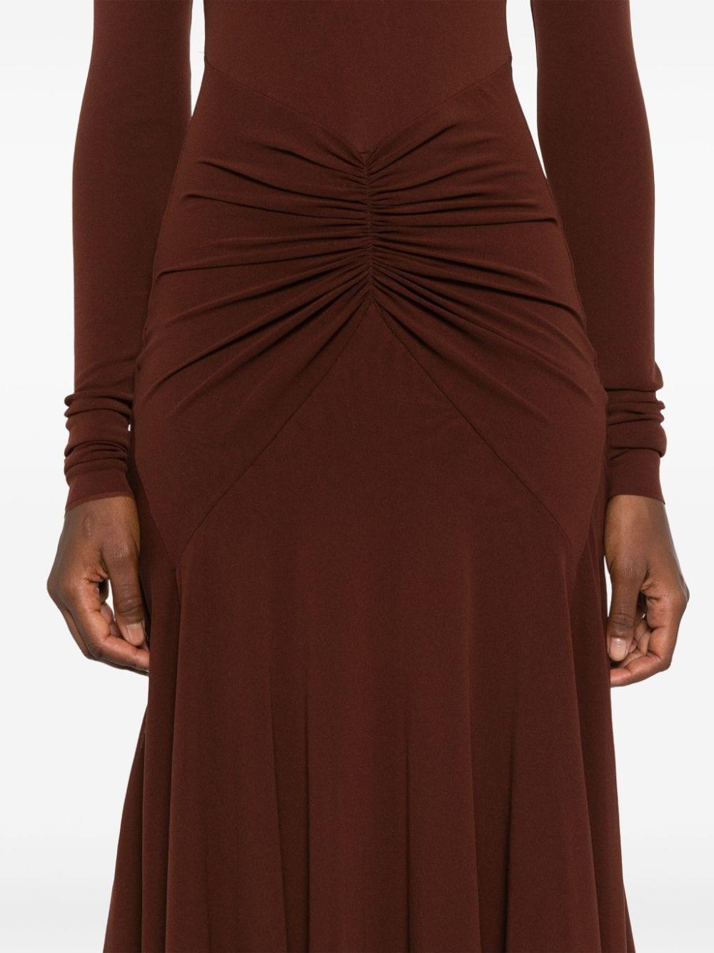 ruched-detail long-sleeved dress