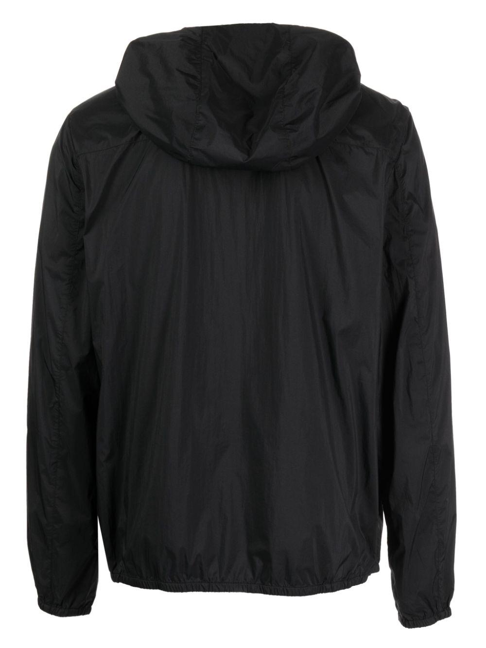 zip-up hooded windbreaker jacket