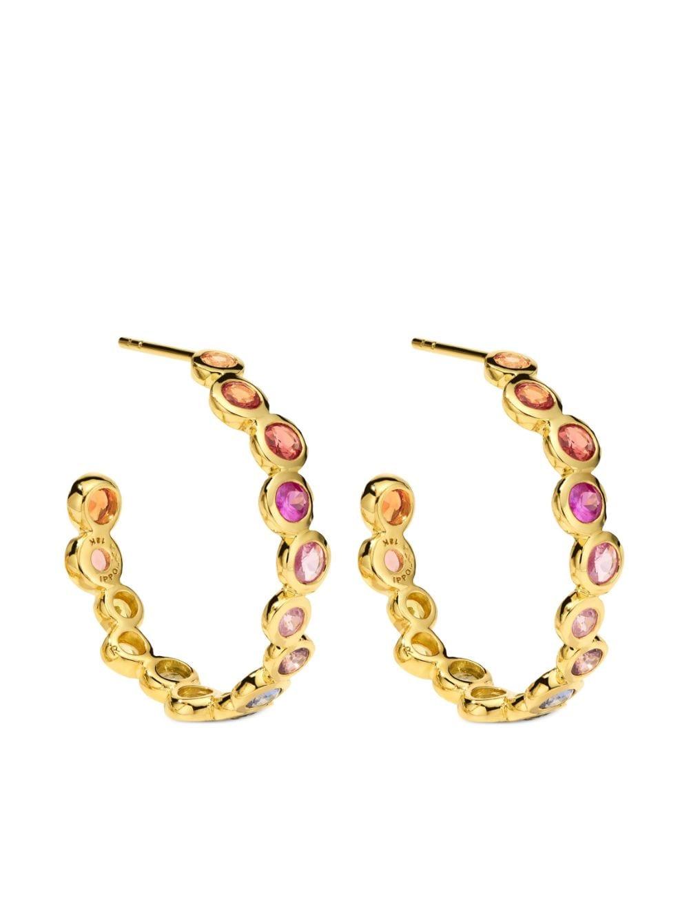 18kt yellow old sapphire hoop earrings