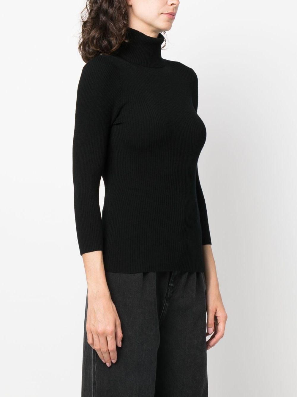 ribbed-knit roll-neck knitted top